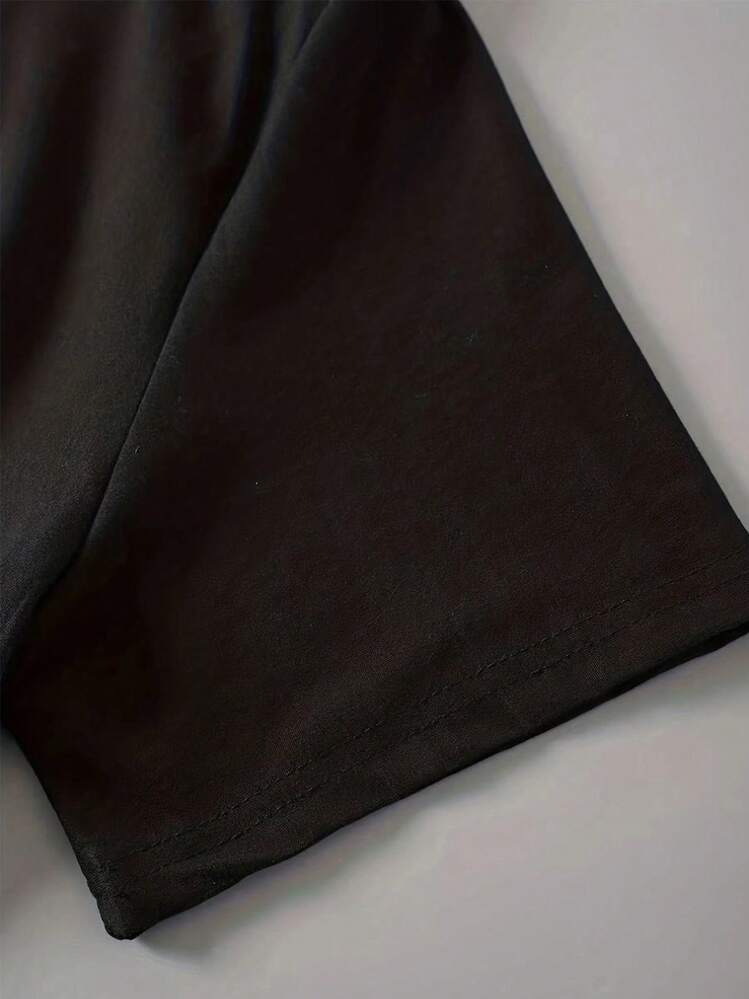 Camisetas de mujer, camisetas de mujer, camiseta casual de una pieza para mujer con cuello redondo, mangas cortas, estampado de letras y corazones, ropa de verano cómoda y transpirable para mujer. - 1 patrón aleatorio negro - Añade 3