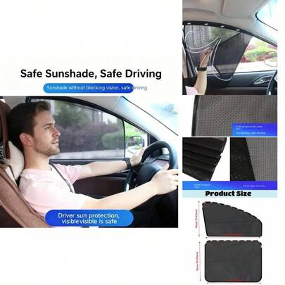 4 Cortinas Magnéticas para Ventanas Delanteras y Traseras, Protección UV para el Verano, Parasoles Plegables Universales con Orificio Pequeño, Accesorio para Auto