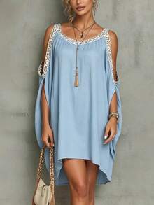 2026 Summer New Sleeveless Off-Shoulder Loose Super Stylish Halter Neck Dress - 軍綠色 - 查看 3