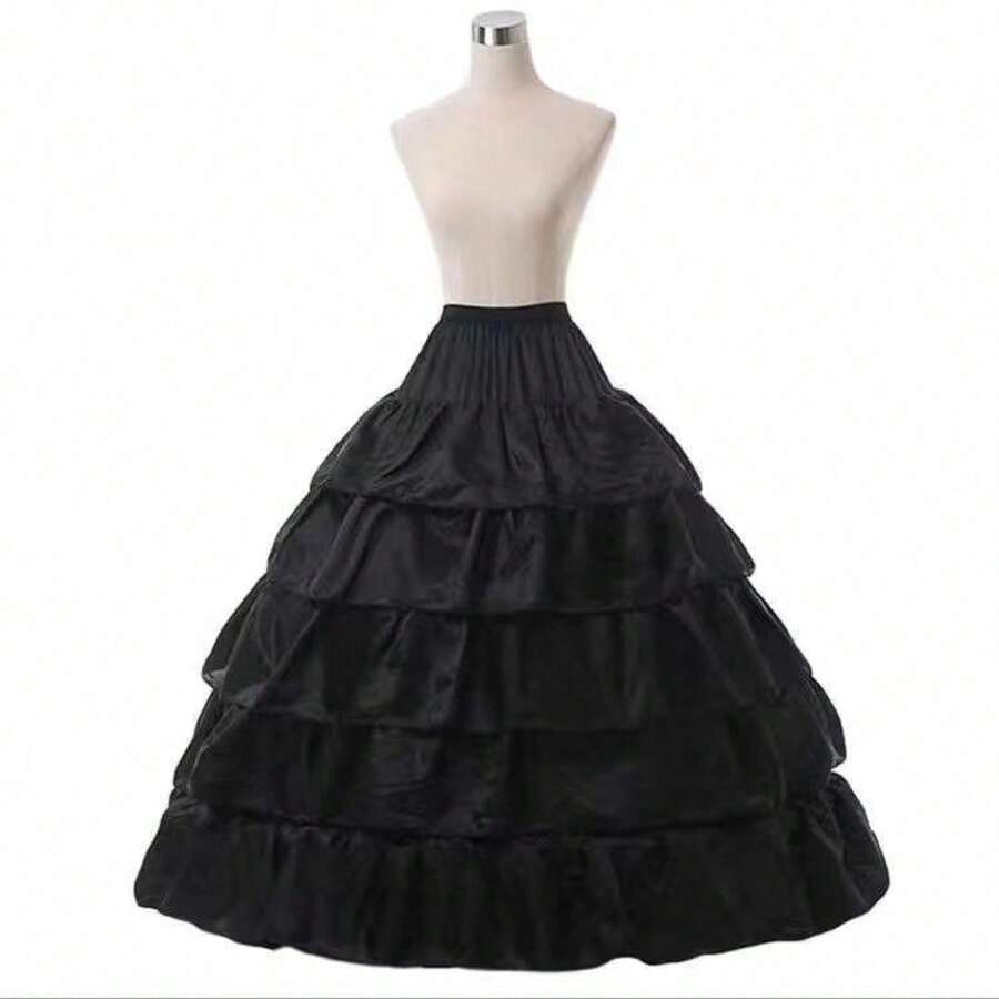 Women Skirts - Black Elastic Waistband - View 1
