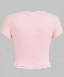 Women's Short-Sleeved Crew Neck T-Shirt, New Summer Style With Portrait Print. Super Cool Fitted Cropped Cut, Youthful Style. Very Comfortable And Easy To Combine, Ideal For Everyday Wear, Going Out, And Achieving A , Modern Look. OLDT - 粉色 - 查看 4
