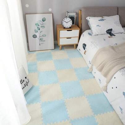 12 tấm thảm xốp ghép nối sáng tạo, gạch xốp vuông mềm mại có viền, thích hợp để bảo vệ sàn nhà, trang trí, tập yoga, tự làm, sân hiên có thể giặt, thảm trải sàn chống trơn trượt trong phòng, giường, phòng ngủ, phòng khách, ghế sofa, văn phòng.