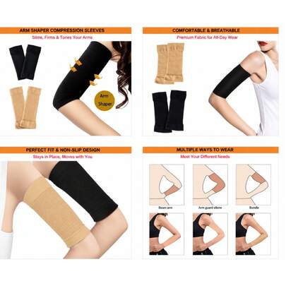 1/2 pièces Manches de compression pour les bras, bandage de soutien amincissant pour les bras pour le fitness, l'exercice, la perte de poids et le raffermissement. Forme élastique pour les coudes