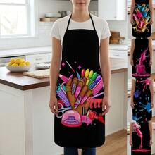 A Stylish Polyester Nail Polish Print Apron, Made Of Polyester, Adjustable, Waterproof And Comfortable, Suitable For Home Cooking, Baking, Grilling And DIY Projects, Unisex. - Multicolor - View 1