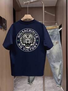 New Women's Short-Sleeved T-Shirt, 180g, 100% Cotton - Versatile Casual T-Shirt With Summer Print For Men - Summer Print T-Shirt For Couples - Unisex - Holiday Gift - 藏青色 - 查看 12