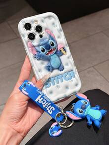 Disney Lilo And Stitch Phone Case : 3D Fluffy Pattern Border Protector Phone Soft Phone Case With A Free Cute Stitch Bracelet Chain Lanyard, Stitch, Lilo, Angel, For Apple 17 Promax 17 Pro 16 15 14 13 12 11 Pro Max XS Max X XR Soft Cover Summer Phone Case - trắng - Xem 3