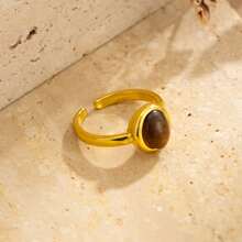 Cincin Jari Kaki Terbuka Batu Permata Berwarna-warni Bergaya Vintage, Perhiasan Kaki Buku Jari Lebar Polos Gaya Prancis Minimalis - MultiWarna - View 8