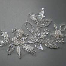 1 Yard Heavily Beaded & Sequined Lace Trim, Mesh Fabric For DIY Wedding Dress Decoration - Lace - View 6