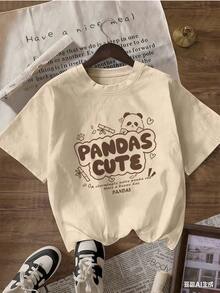 Camiseta de Manga Corta con Caligrafía Juvenil y Detalles Lindos,Camiseta de manga corta de moda para primavera y verano de 2026, hecha en México, 180 gramos. Estampado de dibujos animados, modelo de pareja, apta para uso interior o exterior. Cuello redondo, unisex, ideal para oficina y ocio. Paquete de una pieza. - APR-P631577SLNDXZGY412 - Ver 4