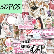 SCXXBSW 50PCS Wedding Season Aesthetic Stickers, Suitable For Decorating Handbooks, Diaries, Water Cups, Waterproof Stickers - Multicolor - View 1