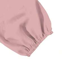 Blusa de mujer de unicolor con cuello en V y manga larga, elegante y esencial para el trayecto de primavera - Rosa - Ver 6