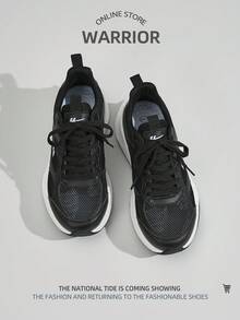 WARRIOR 1双女士系带运动休闲运动鞋，舒适轻便透气，适合户外跑步，时尚百搭，夏季必备 - 黑與白 - 查看 3