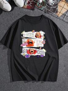 Vibrant Graphics Showcasing An Expressive Girl Alongside A Playful Red Panda, Symbolizing Youthful Energy, Excitement, And A Free Attitude, With Colorful Details Evoking Fun And Spontaneity. Comfortable Casual Women's T-Shirt For Everyday Wear. - 黑色 - 查看 3