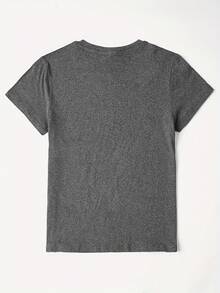 1 pieza de camiseta de mujer de talla grande con estampado de lirios coloridos - top casual de manga corta y cuello redondo, hecha de tela de poliéster suave, con diseño floral brillante, adecuada para verano y primavera, lavable a máquina, camiseta de mujer de 180g 100% algodón. - Negro - Ver 7