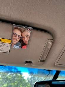 1個個性化汽車遮陽板相框夾，客製化照片汽車裝飾，情侶禮物，可愛寵物，錢包相框，耐用且時尚，汽車配件，汽車遮陽板，車輛配件，時尚夾式設計 - 遮陽板相框夾 - 查看 2