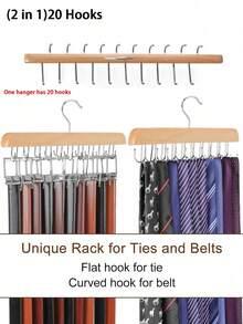 1 Pack Belt Hanger For Closet, Wooden Tie Rack Hangers For Men With , Space Saving Belt Organizer, Closet Storage For Belts, Bras, Scarves, Tank Tops - View 6