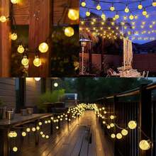 1 buc. Lumini LED cu energie solară, control cu 8 butoane, 10/20/50/100 LED cu bile de cristal, lumina suspendată cu zâne, în aer liber IP65 rezistent la apă, potrivit pentru curte, grădină, verandă, balcon, decorațiuni pentru petreceri, nuntă, Crăciun, Halloween, camping, sărbătoare - multicolor - Vizualizare 8