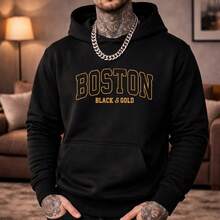 Men's Kangaroo Hoodie Sweatshirt, Cotton Fleece Jacket - Negro - Ver 1