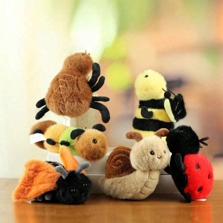 1 pezzo Bambola di peluche a forma di insetto realistico, pupazzo di animale imbottito morbido, piccola e carina statuina di bruco/ape/lumaca/ragno/coccinella, decorazione da scrivania, ornamento appeso per auto, regalo per bambini/fidanzata/migliore amica per compleanni/festività/Natale/Ognissanti - Multicolore - Visualizzare 1