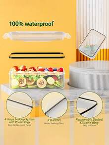 12PCS Multi-Size Stackable Airtight Containers With Transparent Design, Clear Plastic Boxes With Lids To Organize Your Fridge, Keep Fruits, Veggies & Leftovers Fresh Longer And Reduce Kitchen Clutter - Black and White - View 6