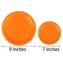 Bộ 5 đĩa tròn màu cam dùng đựng tráng miệng/bánh, bao gồm loại 7 inch và 9 inch, đồ dùng tiệc tùng số lượng lớn, đĩa tiệc màu cam chắc chắn phù hợp cho sinh nhật, đám cưới, tiệc mừng em bé, tiệc tiết lộ giới tính, v.v. - trái cam - Xem 2