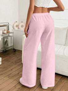 Women's Loose-Fitting, Low-Waisted Linen Trousers In A Bohemian And Casual Style, Wide-Leg And Relaxed Drawstring Pants, Soft And Comfortable, Suitable For Everyday Casual Wear And Holidays, All Year Round, Spring - 淡粉紅色 - 查看 2