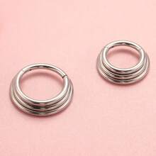 Khuyên mũi ba lớp ASTM F136, cỡ 16G, khuyên tai kẹp vành tai, trang sức cơ thể - Vòng nâng vách ngăn mũi ba lớp - Xem 3