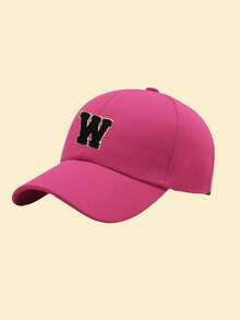 1 pieza Gorra de béisbol ajustable con parche de terciopelo con 26 letras, gorra informal tipo papá adecuada para vacaciones, calle, días festivos, viajes y fiestas - Rosa Fucsia - Ver 30