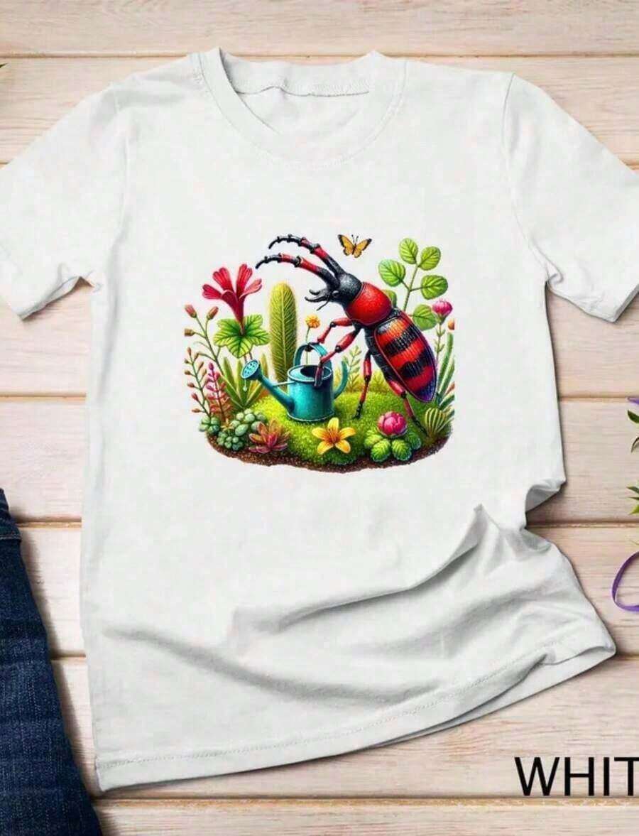'Summer Vibes' Print T-Shirt, Size S, Cute T-Shirt, Party T-Shirt, Beach T-Shirt, Summer T-Shirt - 藍綠色的水 - 查看 1