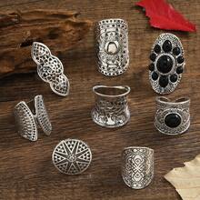 3/5/6/8pcs/Set Bohemian Vintage Exaggerated Ring Set, Random Style Assortment - Antique Silver - View 11