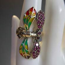 Insect Silhouette Ring, Dual-Color Craftsmanship With Enamel Decor, Unique And Elegant Nature-Inspired Design - Gold - View 1