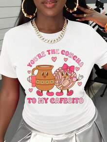 Eres la Concha de Mi Cafecito, Linda Camiseta para Amantes del Café Mexicano con Diseño de Olla de Cerámica y Pan de Concha para Mujeres y Niñas - Blanco - Ver 2
