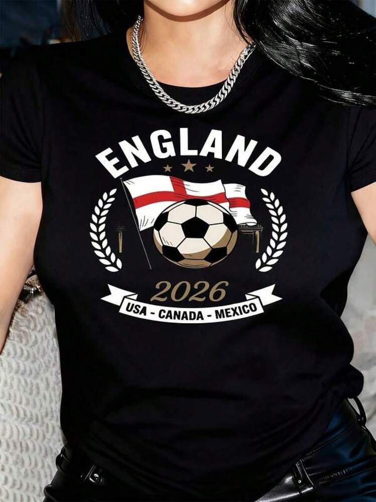 Camisetas para mujer y hombre, camisa de verano para hombre, blusas para mujer, camiseta de fútbol con bandera de verano para mujer, camisetas para aficionados, conjuntos para mujer, ropa familiar para mujer... - Negro - Añade 7