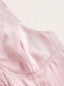 Top halter con botones y estampado de rayas, atuendos de verano - Rosa vieja - Ver 4