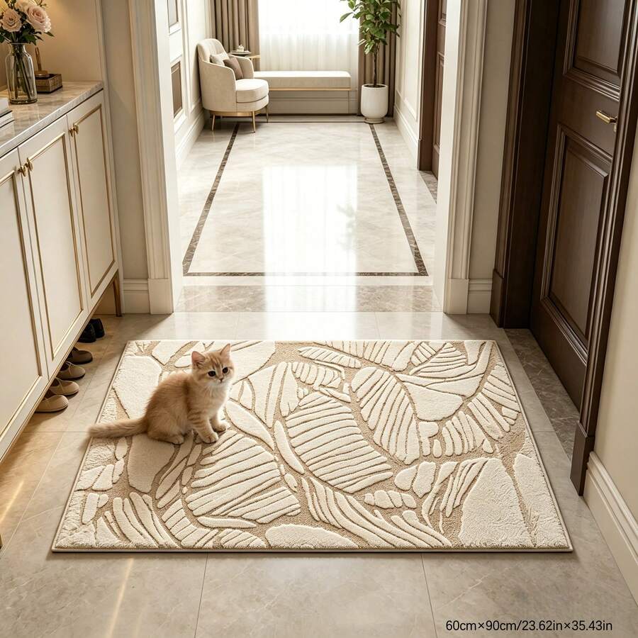 1pc Ins Style Abstract Line Area Rug, Soft Cream Color With Artistic Textured Lines, Suitable For Doormat, Small Carpet, Welcome Mat, Rug, Outdoor Doormat, Kitchen Carpet, Home Decor, Front Door Mat, Zoned Small Rug, Outdoor Mat, Home Decor, Area Rug, Garden Carpet, Washable Carpet