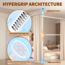 Room Divider For Room Separation,4-10ft(H) 28-140inch(W) Adjustable Temporary Privacy Wall Divider, Tension Curtain Rods No Drilling, Heavy Duty Partition Space Separator Freestanding,Black - White - View 8