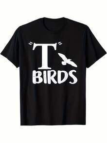 Camiseta Gráfica T'Birds para Hombre - Camiseta con Estampado Tbirds, Ropa Casual Cómoda para Regalos de Cumpleaños y Aniversario - Disponible en Tallas S-XXXL en Estilo Clásico de Cuello Redondo Negro - Negro - Ver 6