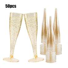 25/50pcs Elegant Reusable Plastic Champagne Flutes - 130ml/4.5oz Clear Glasses With Stem & Rim, ,Durable & Stylish For Weddings, Parties, Thanksgiving, Christmas, Halloween, New Year Party - 查看 16