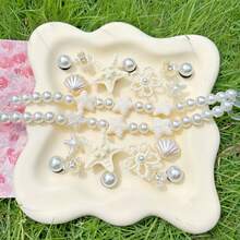 20pcs White Ocean Series Shoe Charms, Shell, Starfish, Bow DIY Accessories, Charm Set For Perforated Slippers - White Starfish Long Chain - View 11