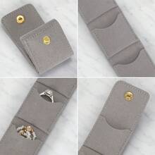 Bolsa de almacenamiento de joyas de viaje plegable mini, organizador de joyas de material de fieltro con cierre a presión, estuche enrollable multicapa para anillos, aretes y collares - Multicolor - Ver 6