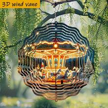 3D梦幻旋转风车，10英寸*10英寸，带旋转挂钩，360° DIY创意风车，适合作为圣诞节、万圣节和其他节日礼物，款式随机发送（不含吊坠） - 多色 - 查看 5