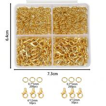 500pcs/Set Single Circle Lobster Clasp, Gold Plated, Polished Jewelry Connector, Suitable For Bracelet, Necklace Jewelry Making And Other DIY Projects - 4-grid Single Lap - View 6