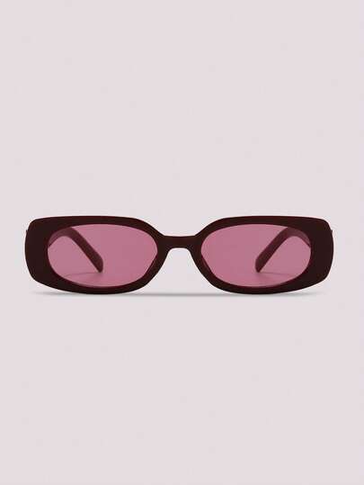 Visivana 1 Pair Women's Burgundy Oval PC Frame Solid Color Retro Small Frame Personalized Casual Fashion Street Snap Minimalist Glasses