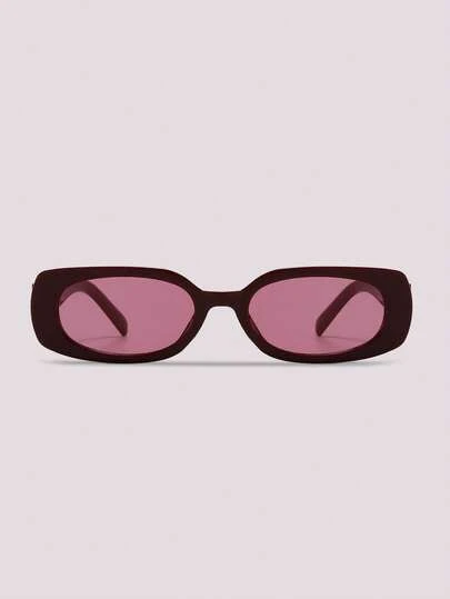 Visivana 1 Pair Women's Burgundy Oval PC Frame Solid Color Retro Small Frame Personalized Casual Fashion Street Snap Minimalist Glasses