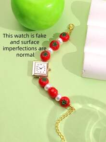 1pc Creative Cute Simulated Tomato Shape Bracelet, Suitable For Women To Wear In Summer, Beach, Party And Other Occasions - Multicolor - View 3