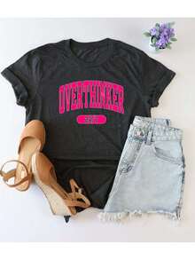 Camiseta de  - Diseño de tipografía audaz para pensadores obsesivos 24/7 - Negro - Ver 2