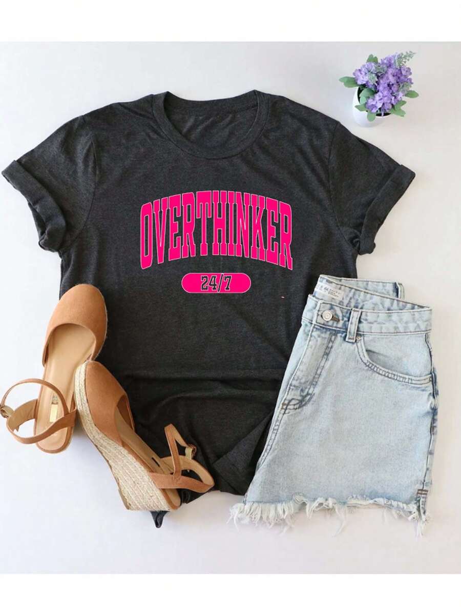 Camiseta de  - Diseño de tipografía audaz para pensadores obsesivos 24/7