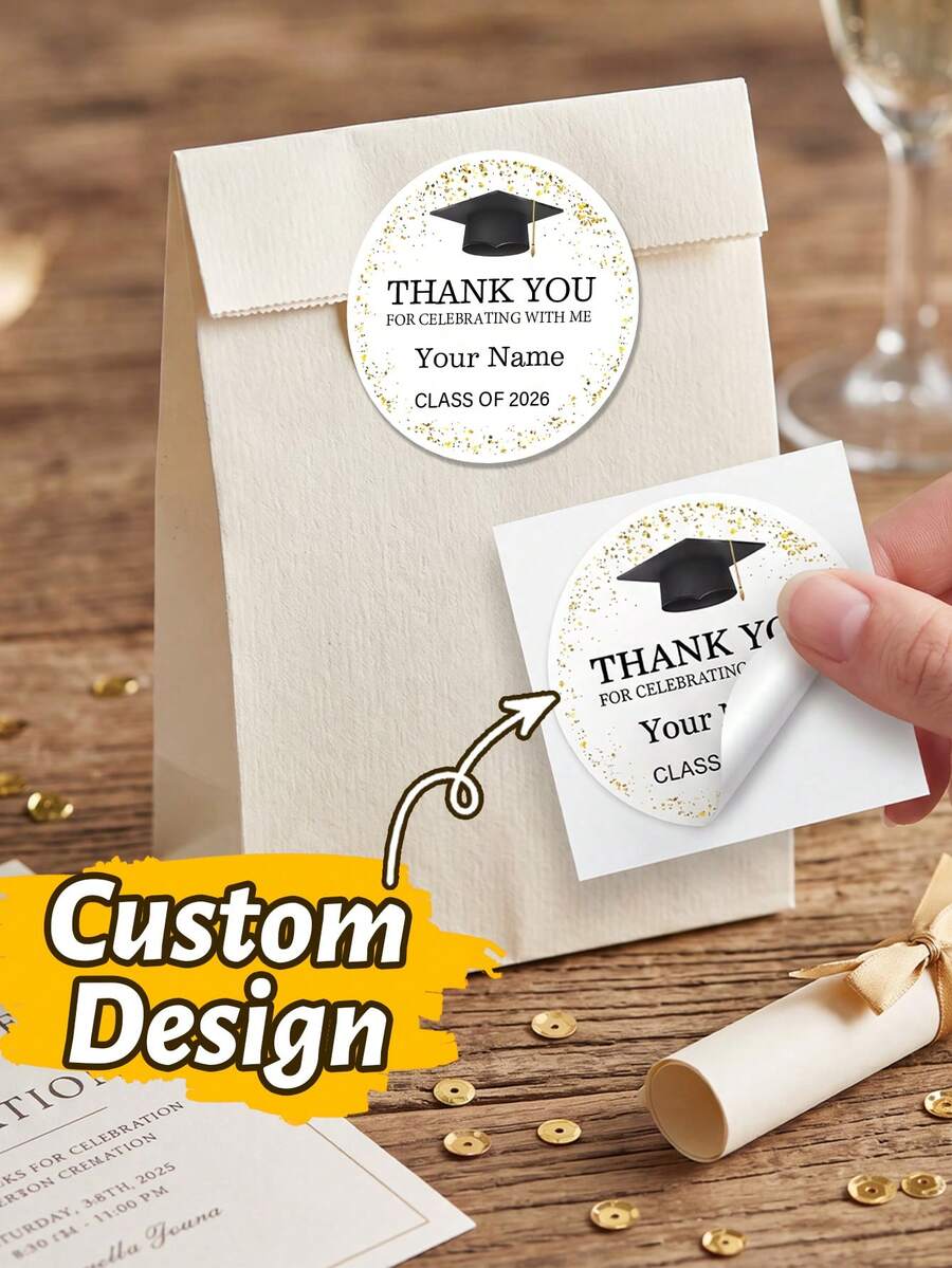 Nhãn dán tròn có thể tùy chỉnh chữ, thẻ quà tặng cá nhân hóa cho các bữa tiệc, đồ trang trí lễ kỷ niệm dễ thương và tinh tế, phù hợp với hộp bánh, thiệp mời, sổ lưu niệm và là lựa chọn quà tặng độc đáo cho mùa tốt nghiệp, kỷ niệm và các sự kiện ngày lễ. Quà lưu niệm có thể tùy chỉnh chữ. - Phong cách C - Xem 1