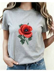 Diseñada para mujeres modernas, elegantes y cómodas, esta camiseta ligera con estampado floral es adecuada para el trabajo informal y el uso al aire libre. Presenta un ajuste cómodo y elástico y es una prenda de uso diario estilo camisa para primavera y verano (no se puede lavar a mano). La camiseta de cuello redondo estampada para mujer, para las cuatro estaciones, está confeccionada con tela suave y transpirable de primera calidad, diseñada para ofrecer comodidad durante todo el día y un uso diario versátil, perfecta para salidas informales. - Negro - Ver 8