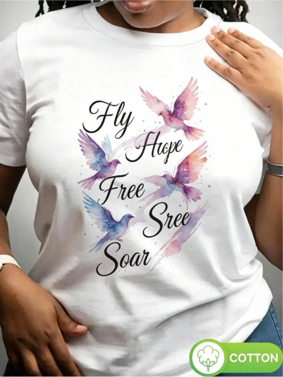 Women's Vintage Round Neck T-Shirt, Loose Fit, Slightly Stretchy, A Must-Have Casual Basic For Everyday Wear, Suitable For All Seasons. - 白色 - 查看 1